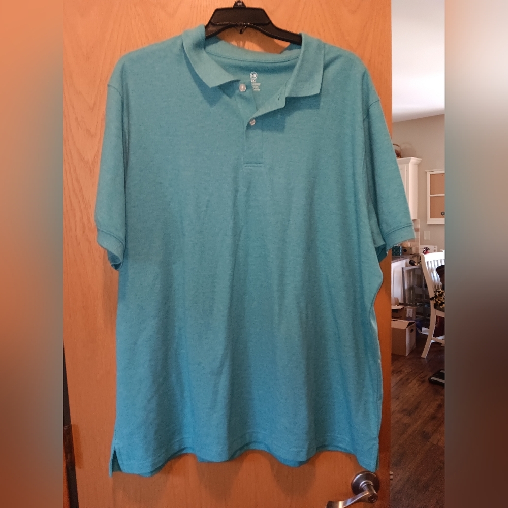Men's Size 3XL, Teal Short Sleeve Polo Shirt - Lightweight Casual
